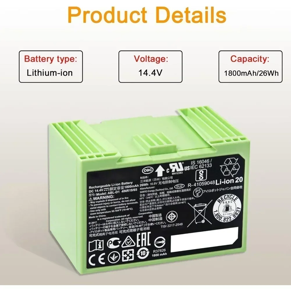 IRobot Roomba i7 충전식 배터리 14.4V - 4S Lipo Battery 14.8V 6000Mah 리뷰 및 가격